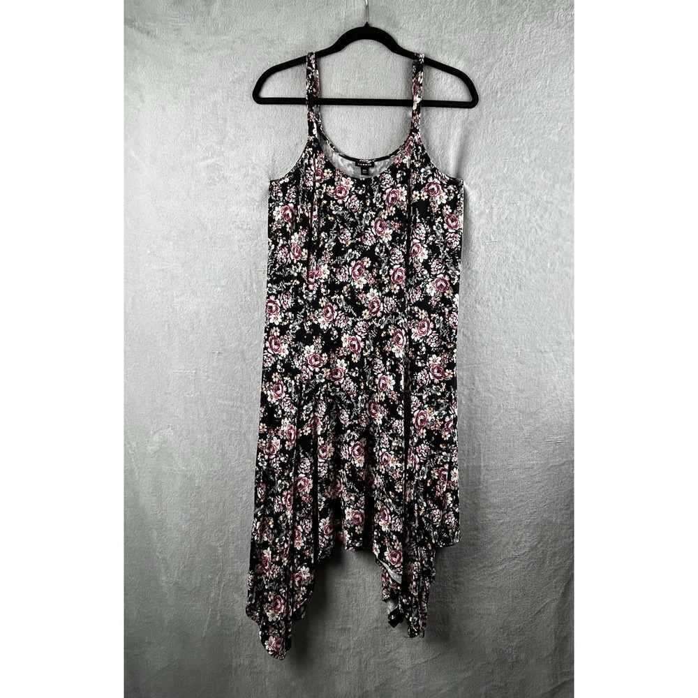 Torrid Sz 00 Floral….. Dress Handkerchief Hem Midi Adj. Straps Cottagecore Fairy